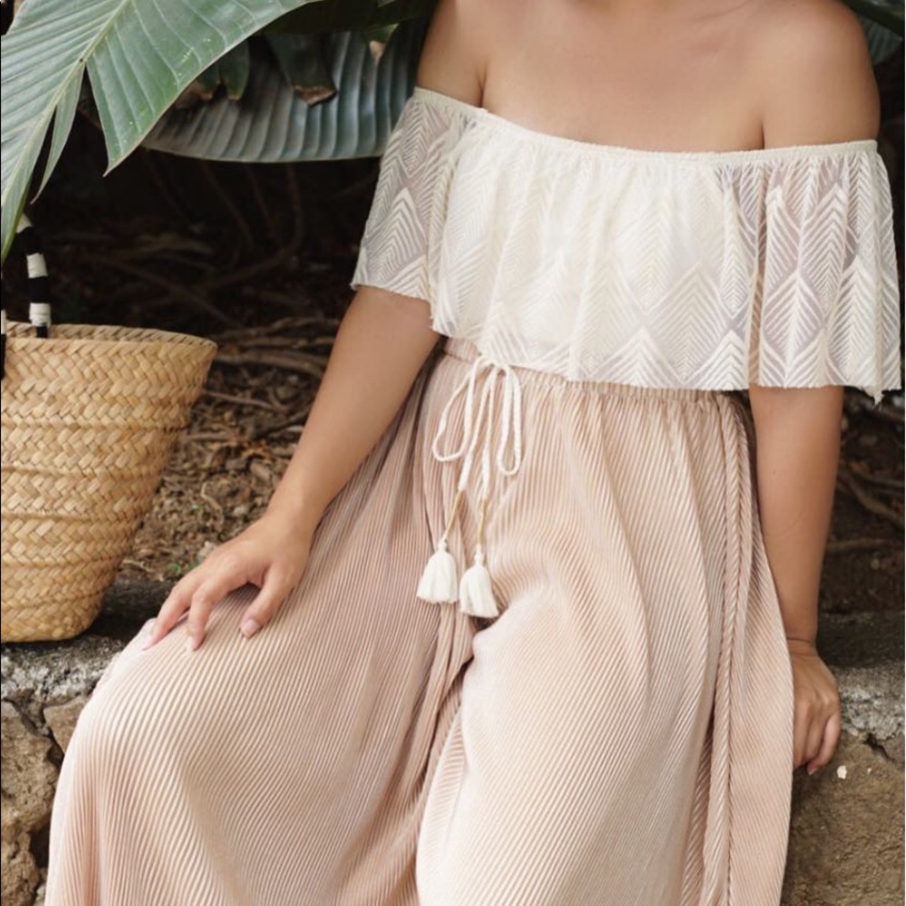 Blue Life White Off the Shoulder Swimsuit
